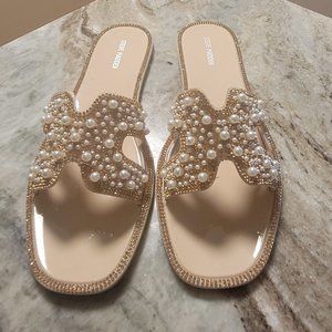 Steve Madden Rose Gold Women's Flat Sandals Size 10M